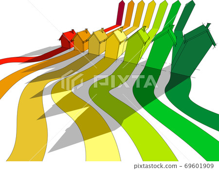 seven detached houses certified in seven energetic classes in energy rating diagram seven detached houses certified in seven energetic classes in energy rating diagram 69601909