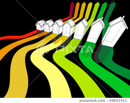 seven detached houses certified in seven energetic classes in energy rating diagram seven detached houses certified in seven energetic classes in energy rating diagram 69601911