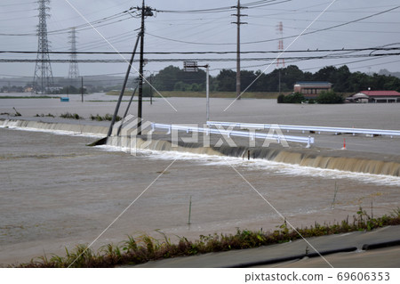 Flood damage caused by typhoon Flood damage caused by typhoon 69606353