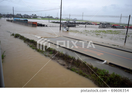 Flood damage caused by typhoon Flood damage caused by typhoon 69606354