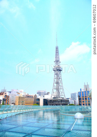 Nagoya city, water spaceship and TV tower landscape 69607012