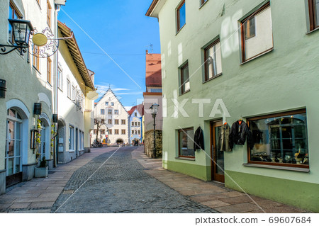 Old building in Fussen town at Daylight in Bavaria, Germany. 69607684