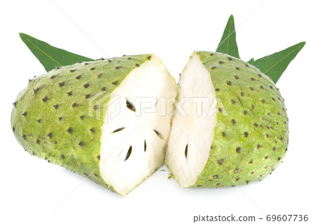 Soursop fruits an isolated on white background Soursop fruits an isolated on white background 69607736