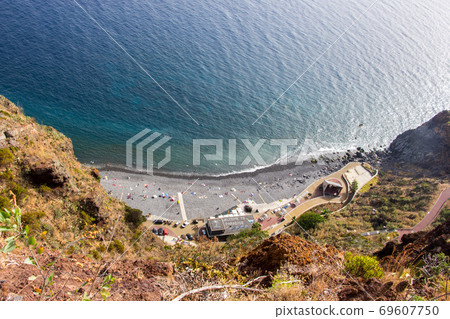 Aerial view madeira portugal beach stones secret bay outdoor concept Aerial view madeira portugal beach stones secret bay outdoor concept 69607750