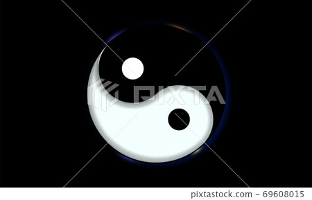 Yin and yang button icon isolated on black background 69608015