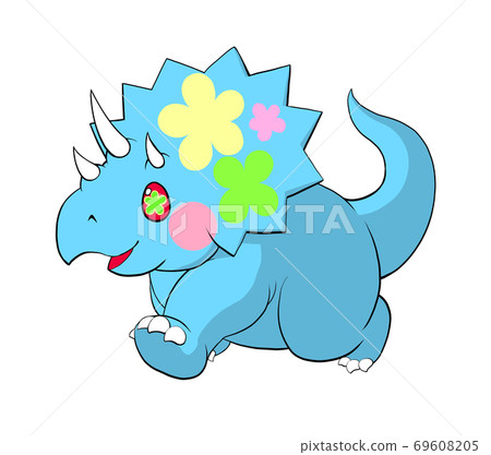 Triceratops running with a smile - Stock Illustration [69608205] - PIXTA