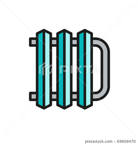 Central heating battery flat color line icon. 69608470