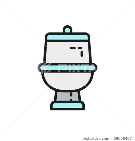 Vector toilet, bathroom flat color line icon. 69608497