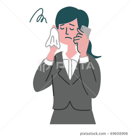 西裝，女士，手機，智能手機，冷汗 69608906