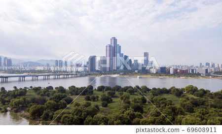 高層建築，公司，麻浦大橋，漢江市民公園，證券街，Bamseom，汝ou島，永登浦區，漢江，首爾 69608911