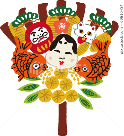 新年熊手圖 插圖素材 圖庫