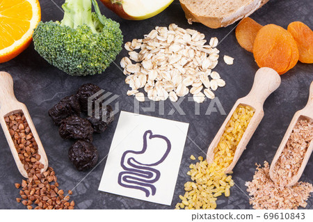 Best products and ingredients for gastric problems. Source vitamins and dietary fiber 69610843