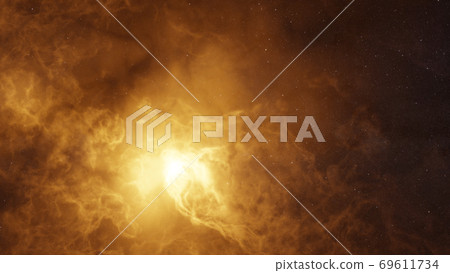 Color picture of the galaxy, orange nebula Color picture of the galaxy, orange nebula 69611734