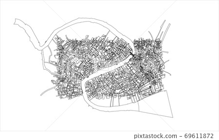 Outline city concept. Wire-frame style Outline city concept. Wire-frame style 69611872