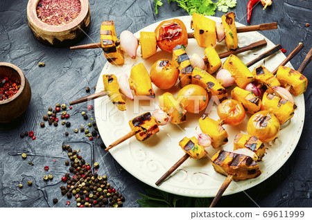 Grilled pumpkin on a skewer 69611999