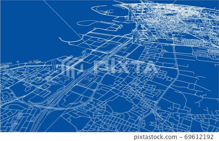 Outline city concept. Wire-frame style Outline city concept. Wire-frame style 69612192