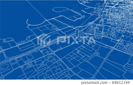 Outline city concept. Wire-frame style Outline city concept. Wire-frame style 69612194