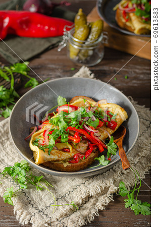 Egg fry with vegetables Egg fry with vegetables 69613883
