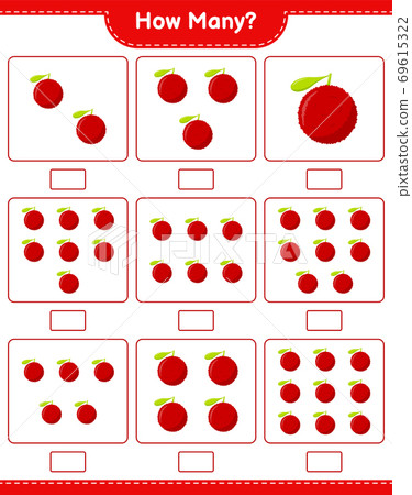 Counting game, how many Yumberry. Educational children game, printable worksheet, vector illustration 69615322