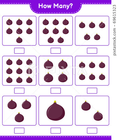 Counting game, how many Fig. Educational children game, printable worksheet, vector illustration 69615323