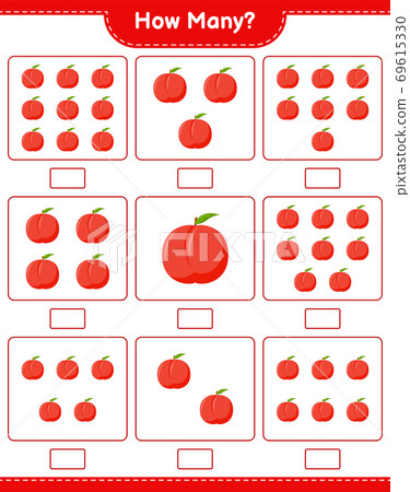 Counting game, how many Nectarine. Educational children game, printable worksheet, vector illustration 69615330