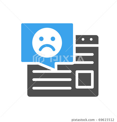 Website with speech bubble and sad face colored icon. User feedback, disapproving article symbol Website with speech bubble and sad face colored icon. User feedback, disapproving article symbol 69615512