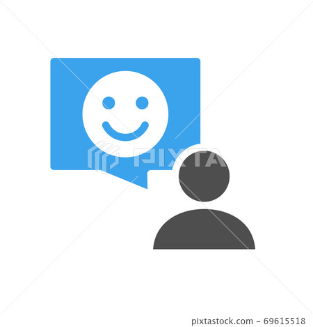 Person with happy face colored icon. Review, feedback, comment, customer satisfaction symbol Person with happy face colored icon. Review, feedback, comment, customer satisfaction symbol 69615518