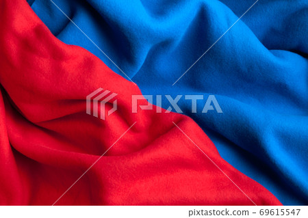 Red and blue fleece, soft napped insulating fabric 69615547