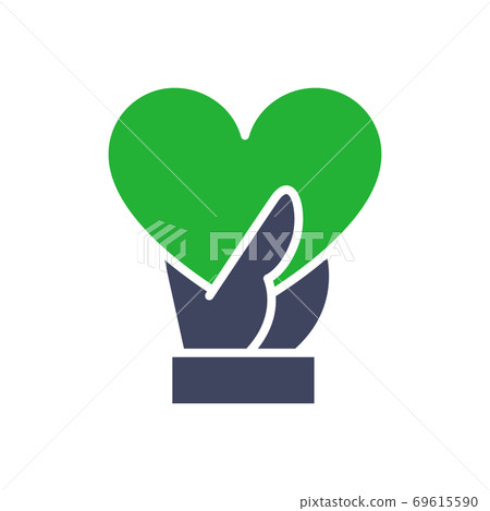 Hand giving heart colored icon. Share a love, like, feedback, friendship symbol Hand giving heart colored icon. Share a love, like, feedback, friendship symbol 69615590