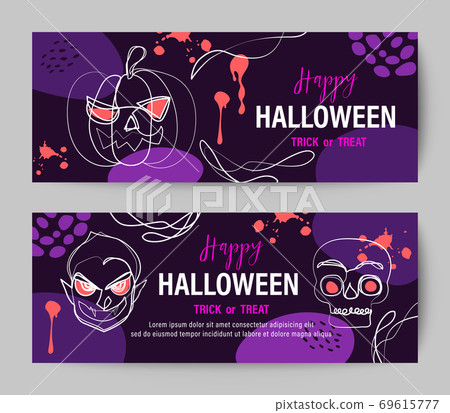 Purple Halloween holiday banner design Purple Halloween holiday banner design 69615777