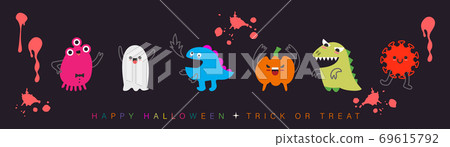 Funny Halloween monster cartoon character design. 69615792