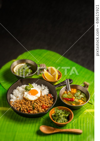 Gapa Rice Thai gourmet Phad Bai Gaprao Gai Sap Thai dish 69615921