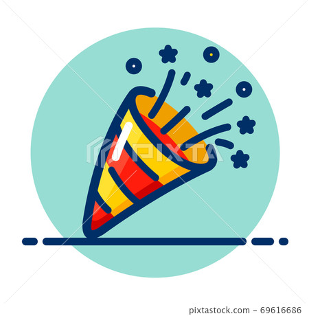 Vector party popper color icon 69616686