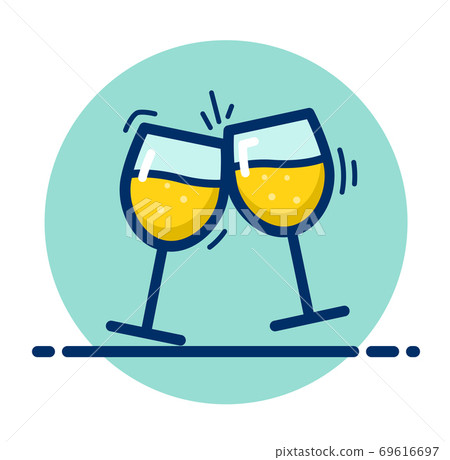 Vector champagne glasses color icon Vector champagne glasses color icon 69616697
