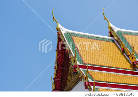 Colorful Rooftop of Big Temple of Wat Pho Monastery in Bangkok, Thailand. 69618143