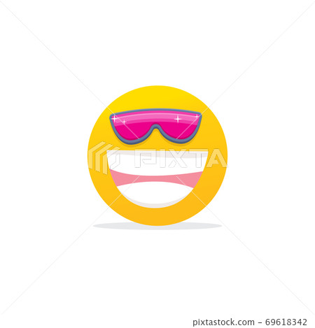 Smiling face with sunglasses emoji isolated on white background. Smile icon or label. Social media sign Smiling face with sunglasses emoji isolated on white background. Smile icon or label. Social media sign 69618342