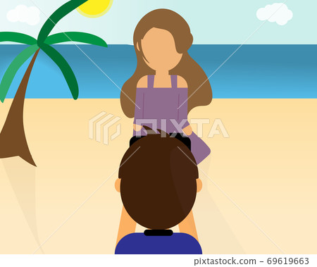 taking a photo in the beach vector taking a photo in the beach vector 69619663