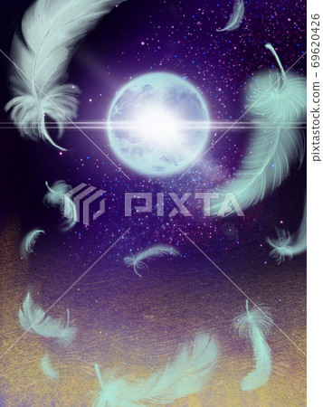 羽毛在星空和夢幻般的宇宙中跳舞的幻想背景 羽毛在星空和夢幻般的宇宙中跳舞的幻想背景 69620426