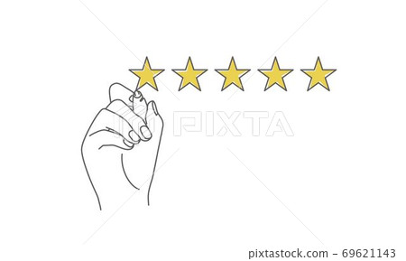 Line drawing of arm writing stars. Line drawing of arm writing stars. 69621143