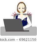 Call center operator female stiff shoulder 69621150