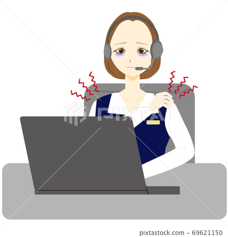 Call center operator female stiff shoulder Call center operator female stiff shoulder 69621150