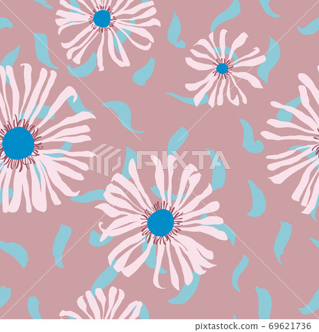 Large daisies. Flat floral seamless pattern. Summer background. 69621736