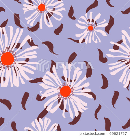 Large daisies. Flat floral seamless pattern. Summer background. 69621737