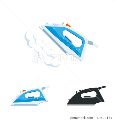 Clothes Iron with steam. Ironing room sign, flatiron vector illustration. Clothes Iron with steam. Ironing room sign, flatiron vector illustration. 69622155