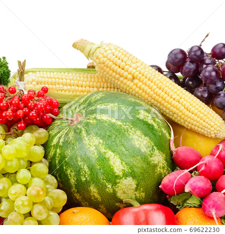 Fruits and vegetables isolated on a white background. 69622230