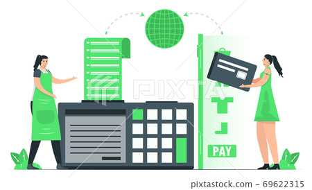 For purchase something, people use credit card to pay money around the world. Payment with internet banking. Minimal green monochromatic color design in e-payment concept. For purchase something, people use credit card to pay money around the world. Payment with internet banking. Minimal green monochromatic color design in e-payment concept. 69622315
