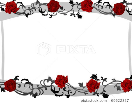 Red rose gray frame - Stock Illustration [69622827] - PIXTA