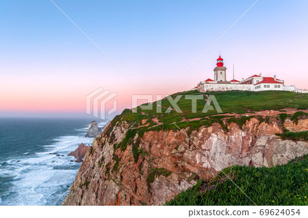 Cabo da Roca, Sintra, Portugal. Lighthouse and cliffs over Atlantic Ocean 69624054
