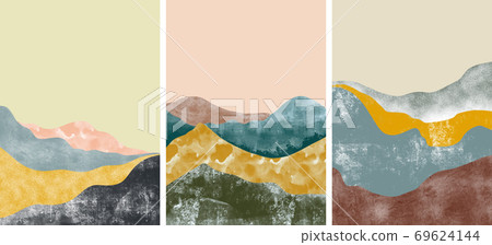 Abstract mountain landscape, Natural landscape background. Minimalist design. Abstract water color for wall decoration, postcard or brochure design.vector illustration. Abstract mountain landscape, Natural landscape background. Minimalist design. Abstract water color for wall decoration, postcard or brochure design.vector illustration. 69624144