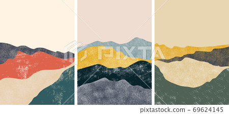 Abstract mountain landscape, Natural landscape background. Minimalist design. Abstract water color for wall decoration, postcard or brochure design.vector illustration. 69624145